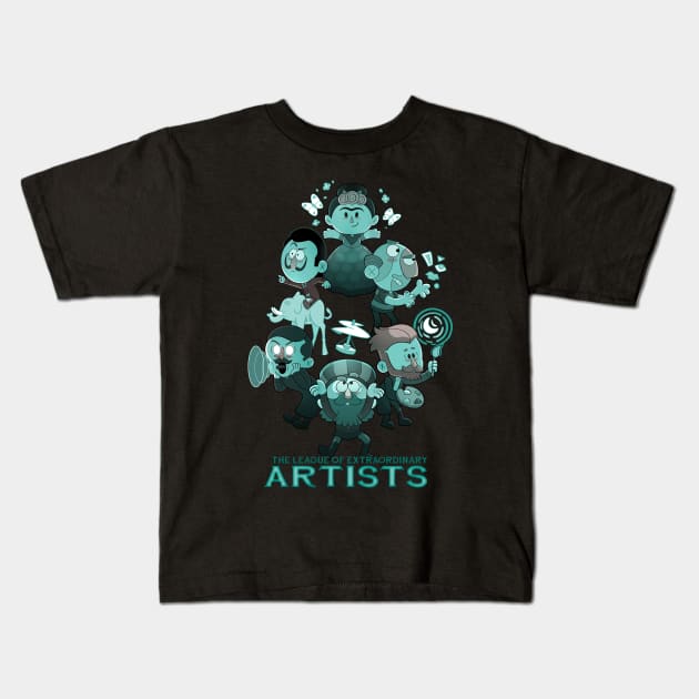 League of extraordinary artists Kids T-Shirt by Queenmob